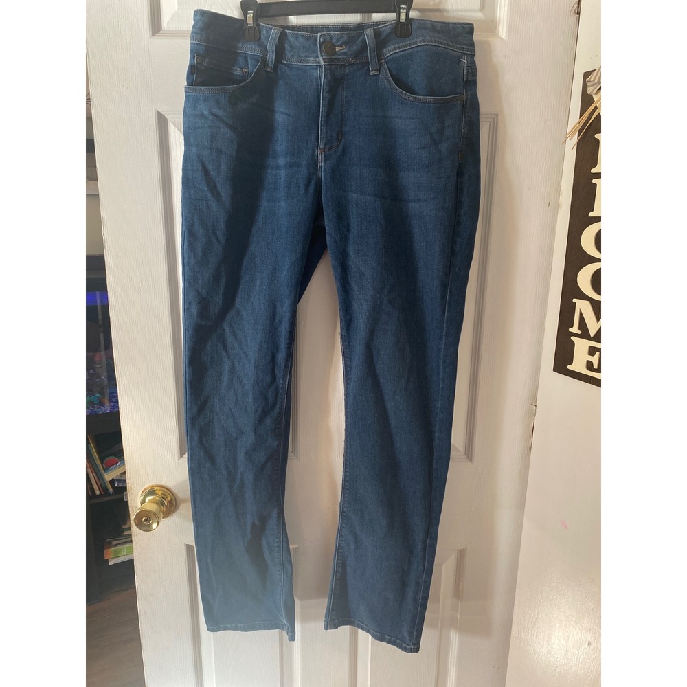 Lee Perfect Fit 1889 Womens‎ 14 Medium Blue Straight Leg Jeans Rhinestone Pocket